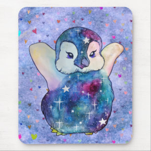 Penguin named Button Mouse Pad