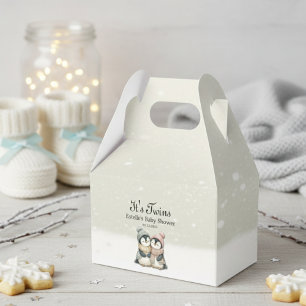Penguin Neutral Twins Baby Shower Winter Theme Favour Box