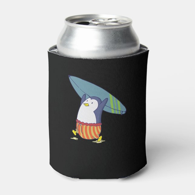 Penguin nothing is better than surfing can cooler (Can Front)