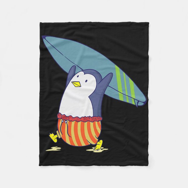 Penguin Nothing Is Better Than Surfing  Fleece Blanket (Front)