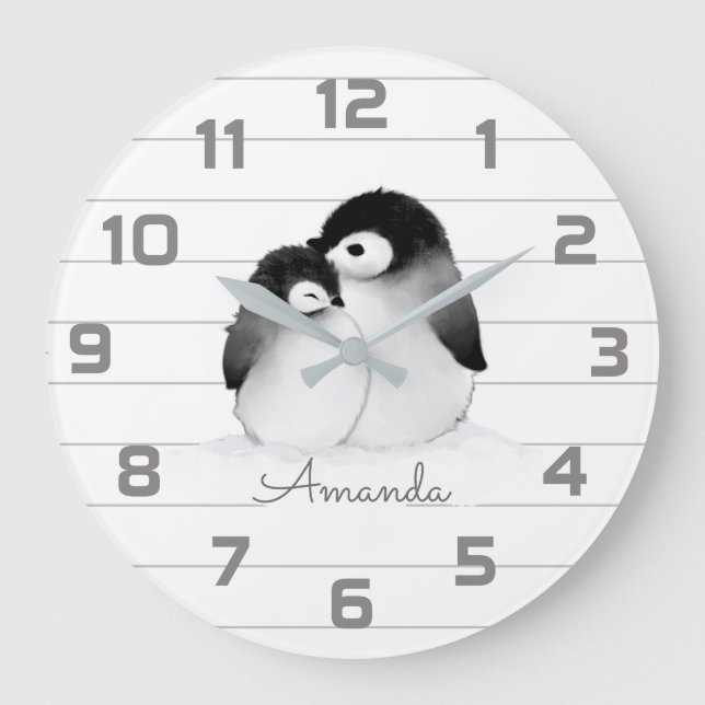 Penguin  Nursery Decor Wall Clock (Front)