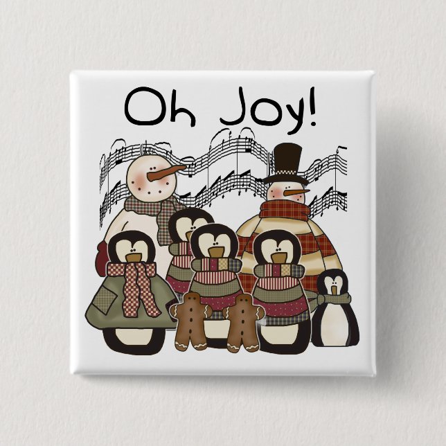 Penguin Oh Joy Christmas Tshirts and Gifts 15 Cm Square Badge (Front)