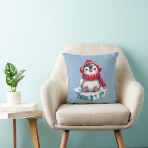 Penguin On an Iceberg Cushion