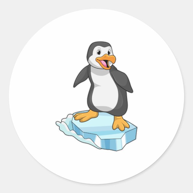 Penguin on Ice floe Classic Round Sticker (Front)