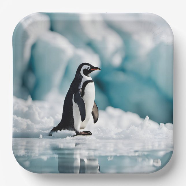 Penguin On Iceberg Paper Plate (Front)