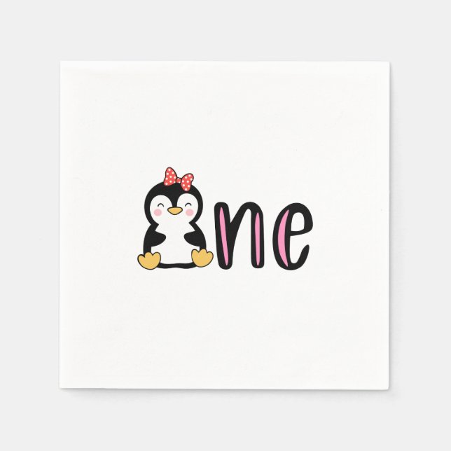 Penguin One 1st Birthday  Napkin (Front)
