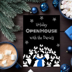Penguin Open House Christmas Party Invitation