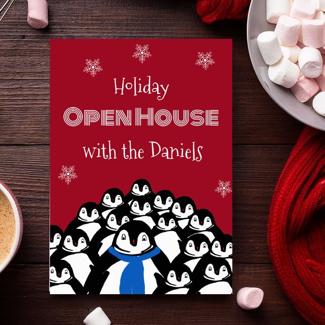 Penguin Open House Christmas Party Invitation (Creator Uploaded)