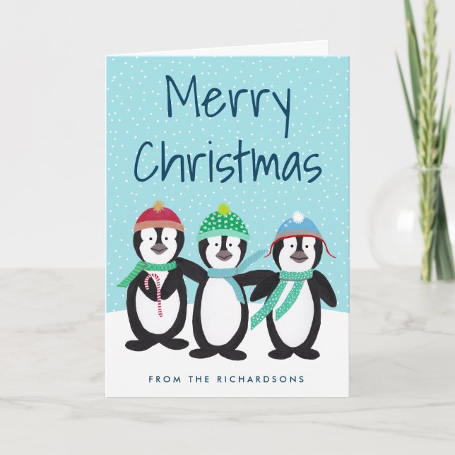 Penguin Pals Christmas Greeting Card (Front)