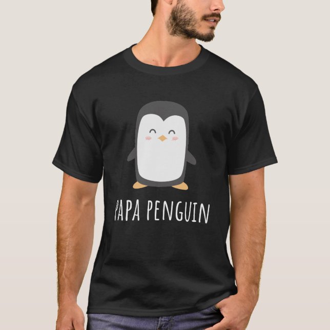 Penguin Papa T-Shirt-Funny & Cute Dad Gift T-Shirt (Front)