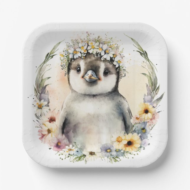Penguin Paper Plates, Birthday Plates (Front)