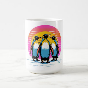 Penguin Parade – Retro Sunset Penguin Family Coffee Mug