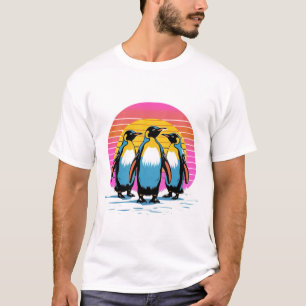 Penguin Parade – Retro Sunset Penguin Family T-Shirt
