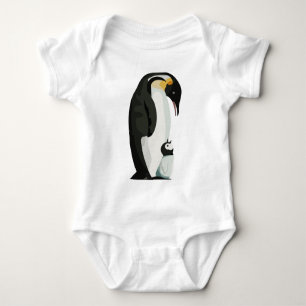 Penguin Parent and Chick Bonding Art Baby Bodysuit