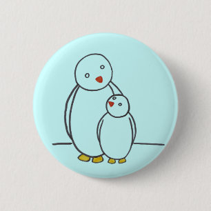 Penguin Parent Love Baby Shower Favour 6 Cm Round Badge