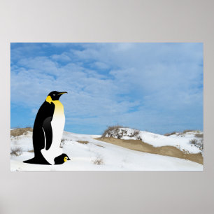 Penguin parent with his baby poster