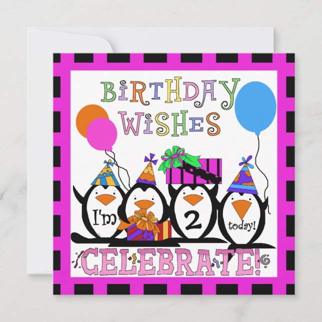 Penguin Party Customised Birthday Invitations (Front)