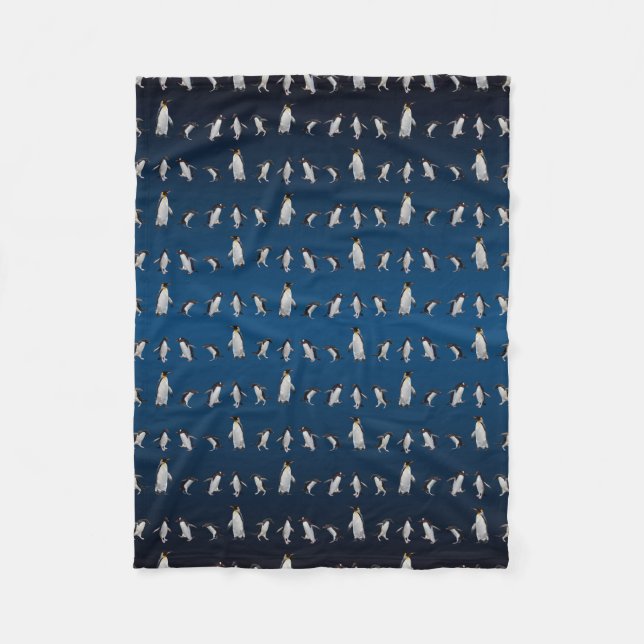 Penguin Party Fleece Blanket (Dark Blue Mix) (Front)