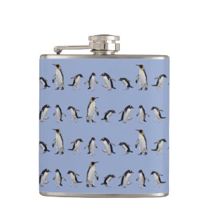 Penguin Party Hip Flask (Blue)