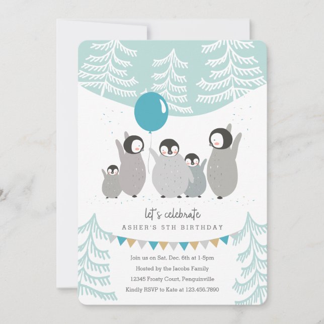 Penguin Party Invitation (Front)