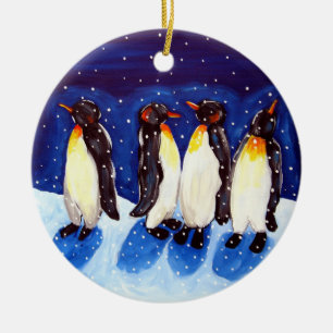 Penguin Party Round Ornament Winter Fun