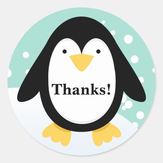 Penguin Party Thank You Stickers (Front)