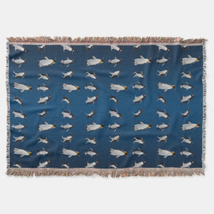 Penguin Party Throw Blanket (Dark Blue Mix)