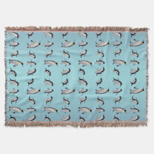 Penguin Party Throw Blanket (Light Blue Mix)