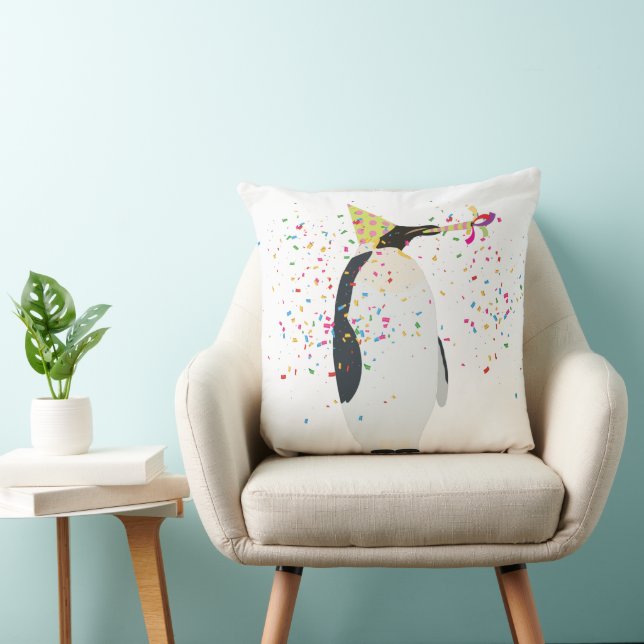 Penguin Partying - Animals Having a Party Cushion (Chair)