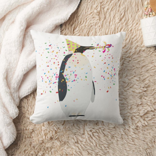 Penguin Partying - Animals Having a Party Cushion (Blanket)