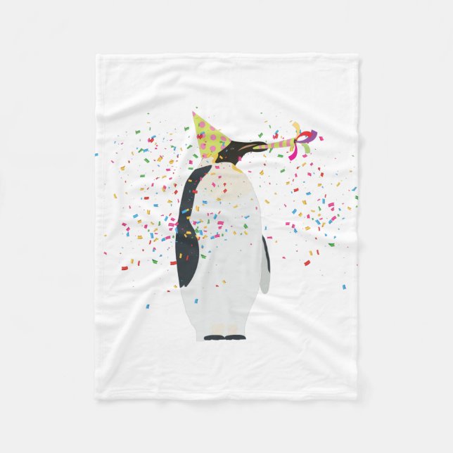 Penguin Partying - Animals Having a Party Fleece Blanket (Front)