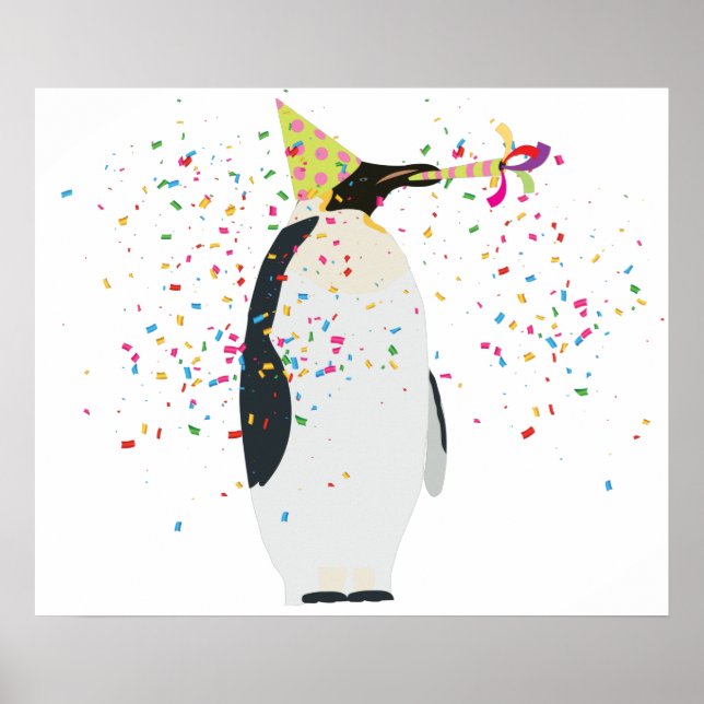 Penguin Partying - Animals Having a Party Poster (Front)