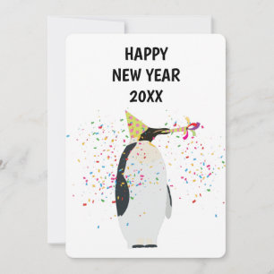 Penguin Partying - Animals  Holiday New Years Card