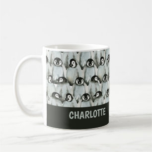 Penguin Pattern Black and White Cute Personalised Coffee Mug
