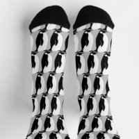 Penguin Pattern Cute Minimalist Grey Black White