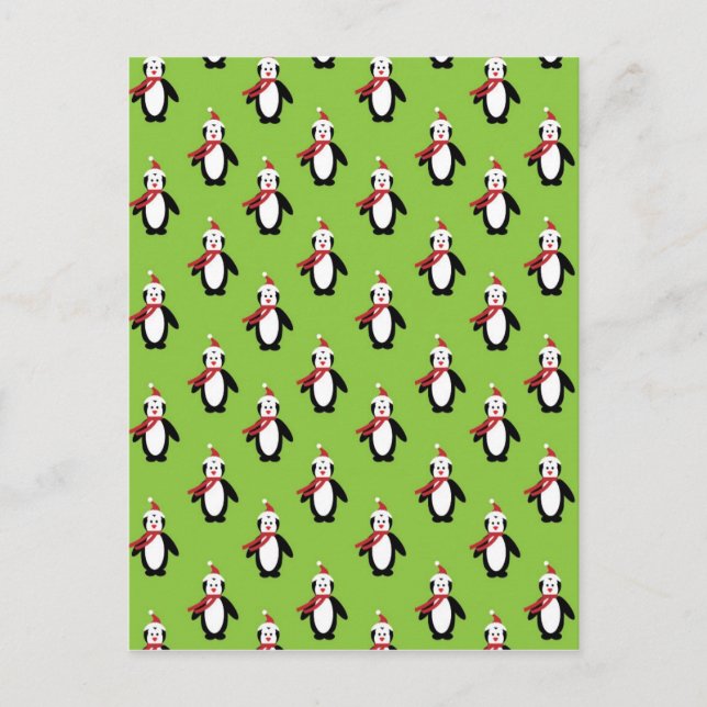 Penguin Pattern Holiday Postcard (Front)