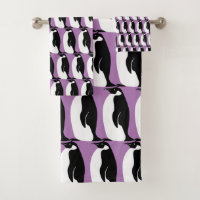 Penguin Pattern Purple Black White