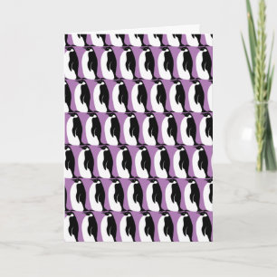 Penguin Pattern Purple Black White Card
