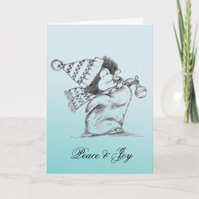 Penguin Peace and Joy Holiday Card (Front)