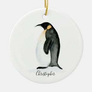 Penguin Personalised watercolor Ornament