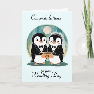 Penguin Personalised Wedding Card