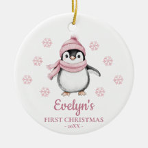 Penguin Personalized Girl's First Christmas