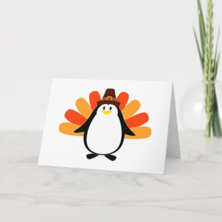 Penguin Pilgrim Turkey mash-up Holiday Card