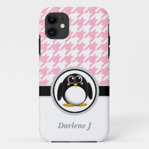 Penguin Pink & White Houndstooth iPhone 5 Case