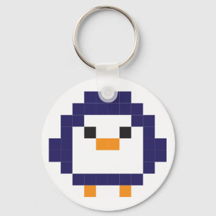 Penguin - pixel art key ring