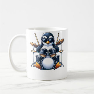 Penguin Playing Drums Rock Band Musician Funny Win Coffee Mug