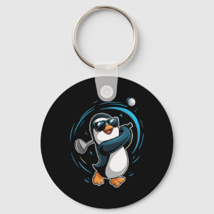 Penguin Playing Golf Sport Animal Cute Penguin Gol Key Ring