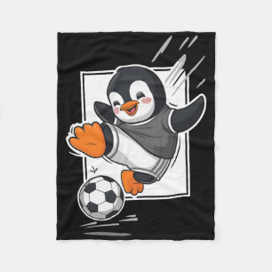 Penguin Playing Soccer Kicking Football Cute Carto Fleece Blanket