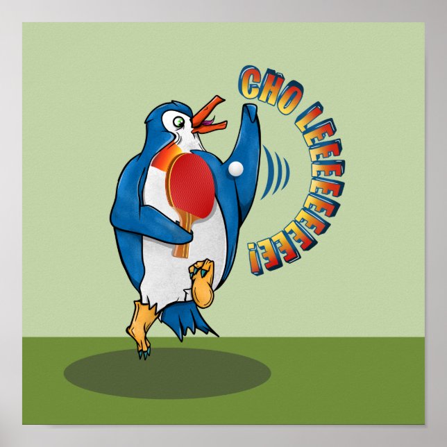 Penguin Playing table tennis Poster (Front)