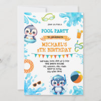 Penguin pool party invitation
